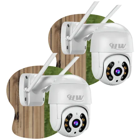 Kit 2 Câmeras Segurança Wifi Full Hd 360° Visão Noturna Colorida, Áudio Bidirecional, Detecta Pessoas, Acesso Remoto 24h, Bivolt App Icesee - Hw Branco