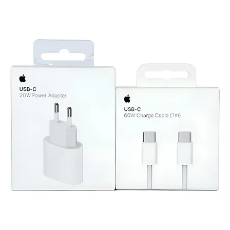 Kit Carregador+cabo C Apple Original Turbo iPhone 15  16 17 Branco