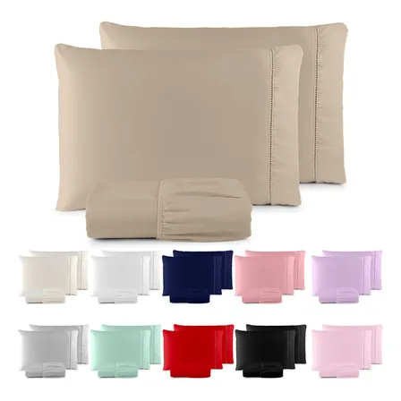 Jogo Lençol 400 Fios Ponto Palito Cama Queen 3 Peças Saldão