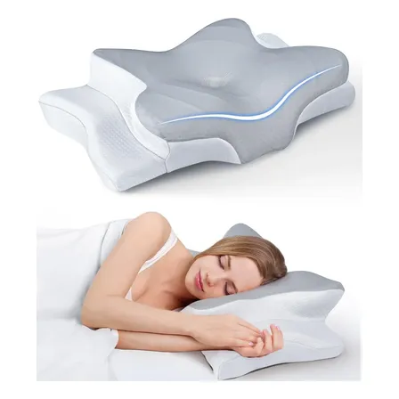 Travesseiro Cervical Nasa Carvão Ativado Ergonomia Cinza