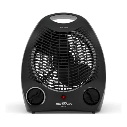 Aquecedor Britânia 2 Em 1 Com 3 Níveis De Potência Ab1500p 220v Preto