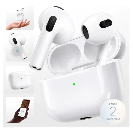 Fone Ouvido Bluetooth 5.4 Sem Fio Estojo De Carregamento Anti Ruido A Prova Dagua Compatível Com Ios Samsung Galaxy Android Tws Wireless Air Premium Microfone Touch Marca Pro Phone See Branco