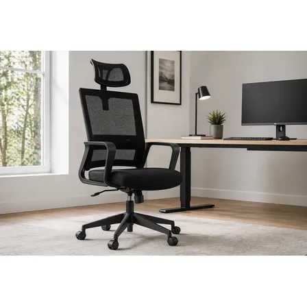 Cadeira Ergonômica Home Office Giratória Mesh Executiva Suporte Lombar Reclinável Reguláveis Confortável Presidente Preto
