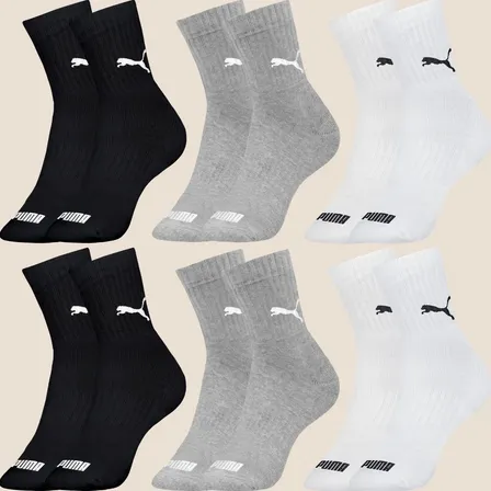 Kit 6 Pares Meias Puma De Cano Médio Sport Original Algodão