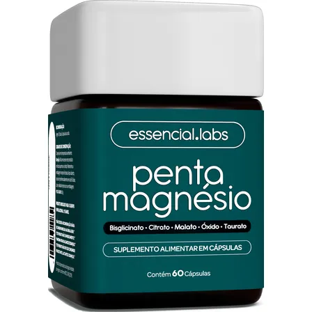 Penta Magnésio - Bisglicinato + Dimalato + Citrato + Taurato + Óxido De Magnésio - A Combinação Perfeita De 5 Magnésios Com Máxima Pureza E Biodisponibilidade - 60 Cápsulas Sem Sabor