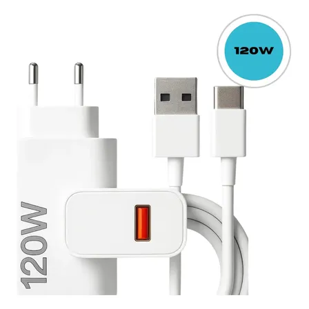 Carregador Celular 120w Rapido Compatível Xiaomi Poco X5 X6 X7 Pro Xiaomi 12t 13t 14t 15t Redmi 12 13 14 + Cabo Tipo-c Hardline Branco