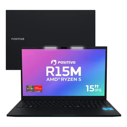 Notebook Positivo Vision R15m Amd Ryzen 5-5625u Linux 8gb Ram 256gb Ssd Wi-fi 6 Tela 15 Full Hd Ips Antirreflexo - Minitela - Permite Upgrade De Memória Ram E Ssd - Preto