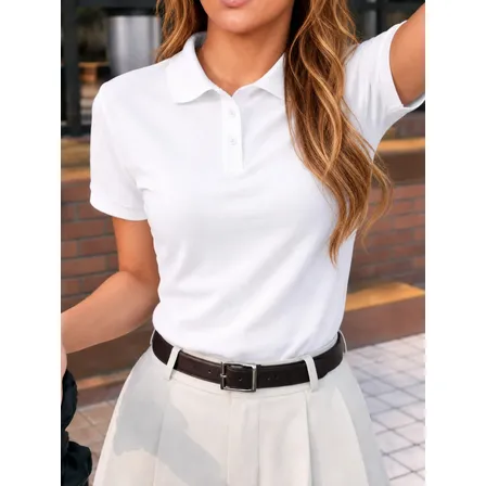 Camisa Gola Polo Feminina Básica Algodão Social Uniforme