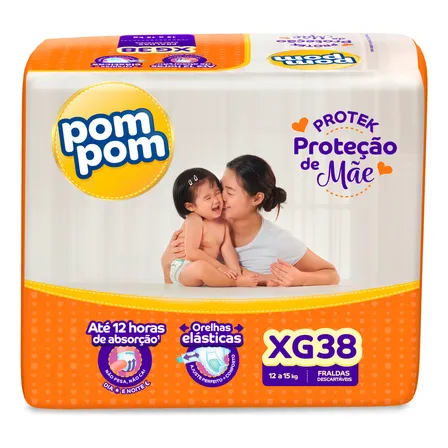Fralda Pom Pom Proteção De Mãe Xg Com 38 Unidades Sem Gênero