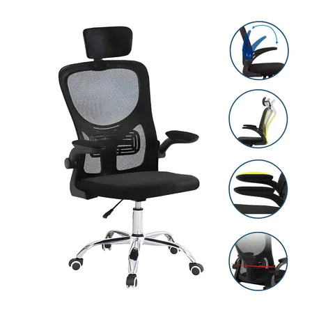 Cadeira De Escritório Até 150kg Executiva Presidente Office Preto - Luxo Premium Assento E Encosto Em Tela Mesh,