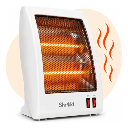 Aquecedor Elétrico Compacto Domestico Quarto Sala Escritório Quartzo Com 2 Potências 400w 800w Portátil Shokki 127v