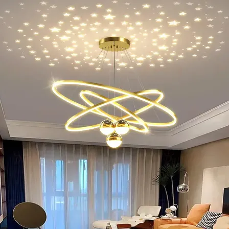 Pendente Luminárias Led Teto Modernas, Lustre Para Sala 60w 127/220v Dourado