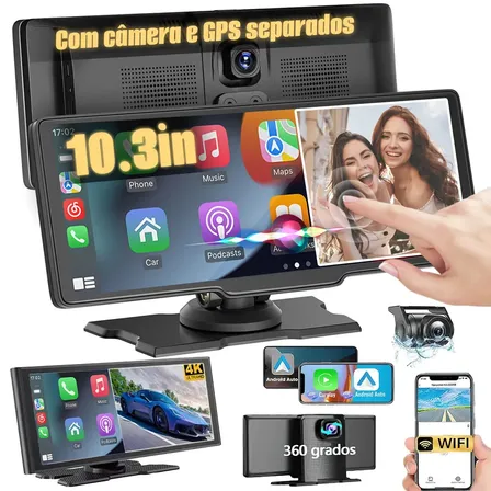 Central Multimídia Brisalivre H26 Dashcam 10.26  Com Carplay, Android Auto E Gps Preto