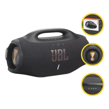 Caixa De Som Bluetooth Boombox 4 Jbl, Com Ai Sound Boost, Até 34h De Bateria, Ip68 E Áudio Lossless  Preta Preto 127/220v