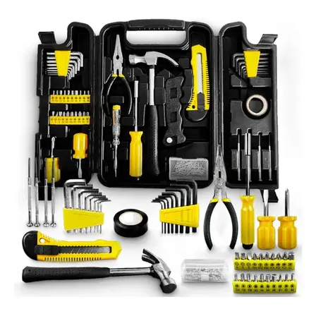 Jogo De Ferramentas 200 Peças Com Chaves De Precisão E Allen Kit Com Maleta Resistente - Titanium Platina Amarelo/preto
