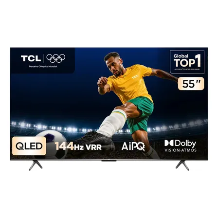 Smart Tv Tcl 55 Polegadas Qled 4k P8k Wifi Bluetooth Google Tv 144hz Hdr10+ Dolby Atmos Vision 55p8k