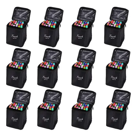 12 Estojos Kit Canetinhas Marcadores Permanente P/ Colorir