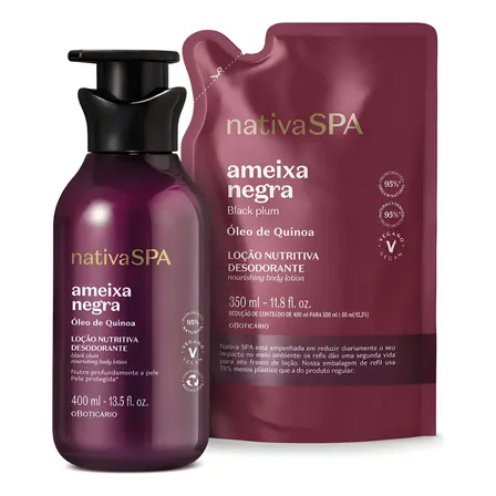 Combo Nativa Spa Ameixa Negra: Loção Corporal 400ml + Refil