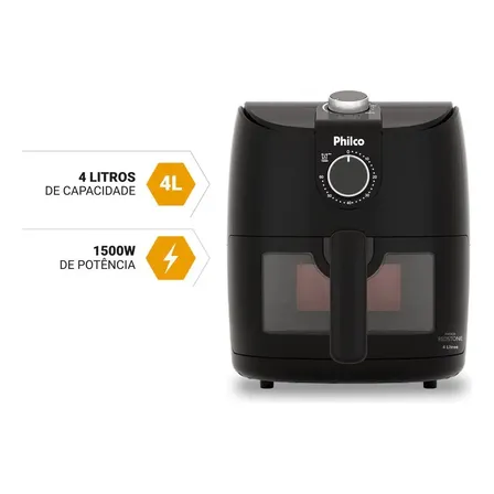 Fritadeira Air Fryer Philco 4l Redstone 1500w Paf40a Preto 127v