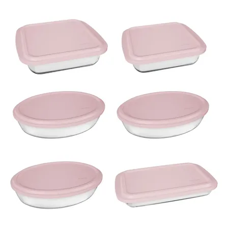 Conjunto Assadeiras 6 Peças Com Tampa Cor Rosa - Marinex