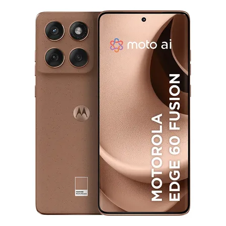 Smartphone Motorola Edge 60 Fusion 5G - 256GB 24GB (8GB RAM+16GB Ram Boost) Tela Quad-Curve moto AI 50MP Sony Camera ultrarresistencia militar IP68 + IP69 - Mocha Mousse