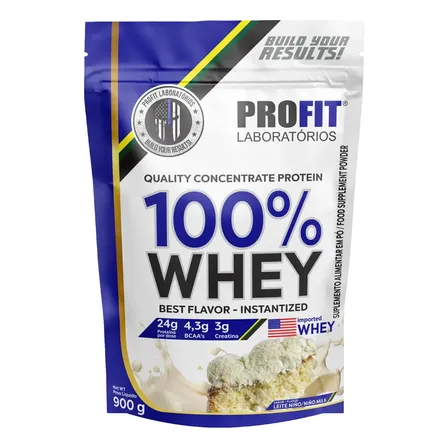 100% Whey Quality Concentrate Protein Refil 900g - Profit Sabor Leite Niño
