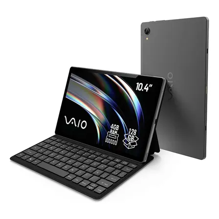 Tablet VAIO TL10 4GB RAM 128GB Octa-Core, Tela 10.4” 2K, 4G WiFi Dual Band, Câmera 8MP + Selfie 5MP, 7000mAh, Android 16, com Teclado Magnético de Conexão Inteligente – Preto