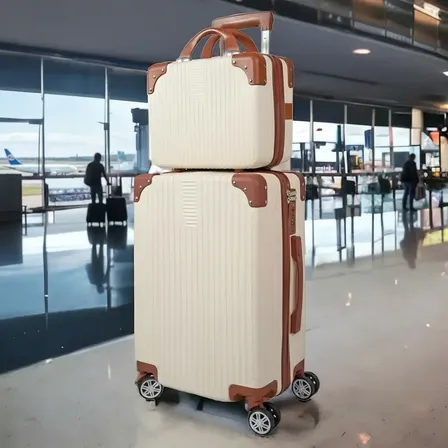 Mala De Viagem 10kg Promoção Rodas 360° Miami Com Frasqueira Bege Listras