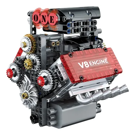 Happy Max Motor V8 Funcional Bloco De Montar Construção 478+ Peças mini motor v8 funcional-dk200
