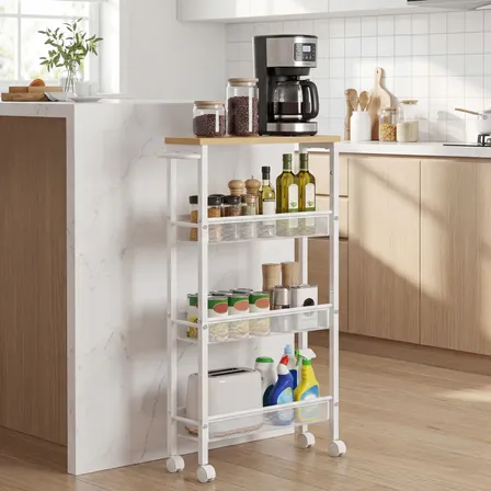 Carrinho De Cozinha Com Prateleiras, Estrutura De Aço,branco Branco