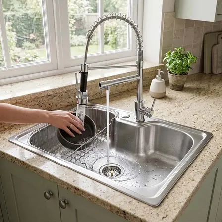 Cuba Pia Gourmet Luxo Guerra Aço Inox + Torneira Flexivel Monocomando Bancada Cozinha 42x60cm Kit Completa 60 Cm 42cm Winda